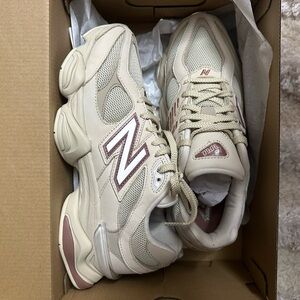 New Balance Cream and Pink Athletic Shoes